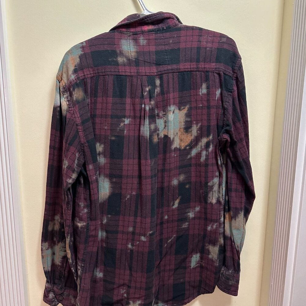 Bleached Plaid Flannel Button-Up - image 2